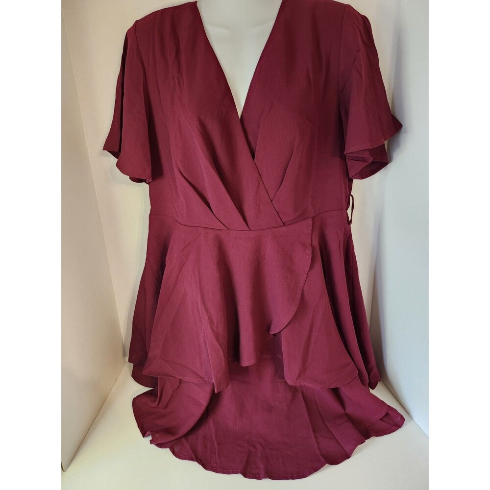 Size XL Waisted VNeck Mini Skater Dress Tiered Short Sleeve
